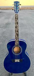 Quality Best jumbo Blue flame maple wood acoustic Guitar Solid ebony Guitarra Customized acoustic 43 inch Jumbo guitar wholesale