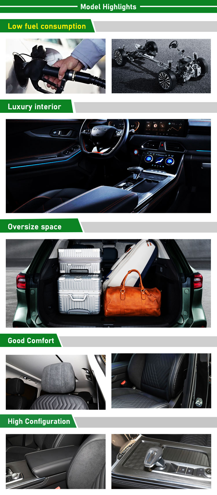 2022 Chery Exeed Lingyun 4WD 400T 300T 2.0 AWD Mid-size SUV High Speed Gas Car Exeed TXL Electric Copilot Seat Adjustment