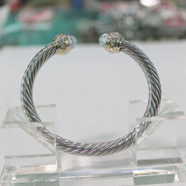 (B-06) Cable Classics Bracelet with white topaz and crystal Fashion Design