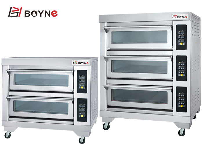 Commercial Industrial Three Layer Six Trays Deck Oven With Long Glass Electric 380v