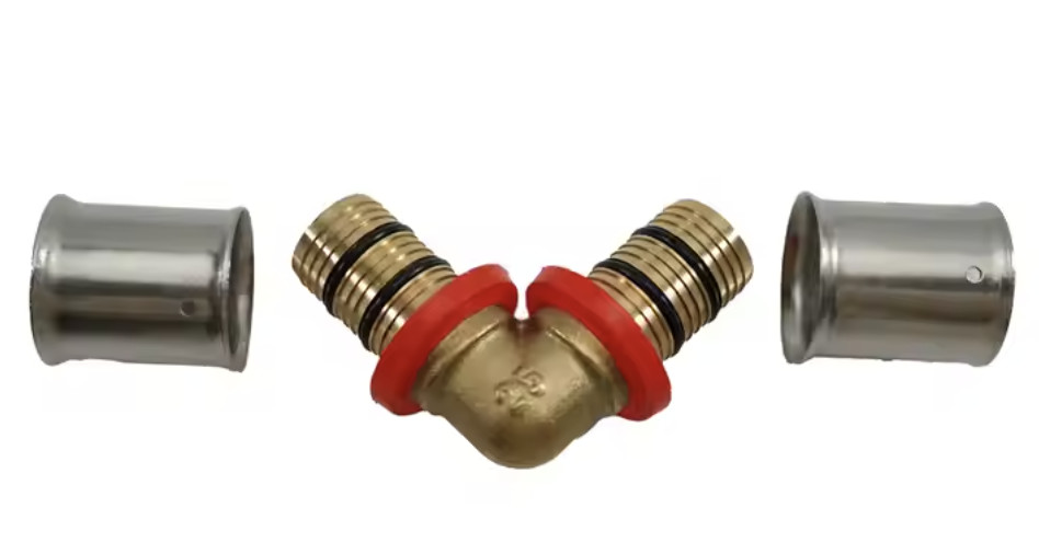 Sand Blasted and Nickel Plated Brass Compression Tee Fittings PEX Press Fittings PEX Equal Elbow Brass Fitting