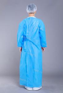 Quality 45g SMMS AAMI LEVEL 2 Disposable Blue Isolation Gowns wholesale