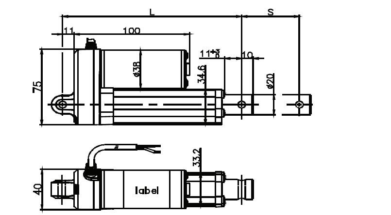 12volt /24volt heavy duty linear actuators 100mm travel, 700kg, IP65