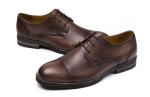 Brown Mens Slip On Leather Sneakers Lace Up Oxford Shoes For Autumn / Spring