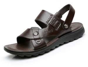 Quality Summer Mens Genuine Leather Sandals , Brown Mens Custom Leather Sandals wholesale
