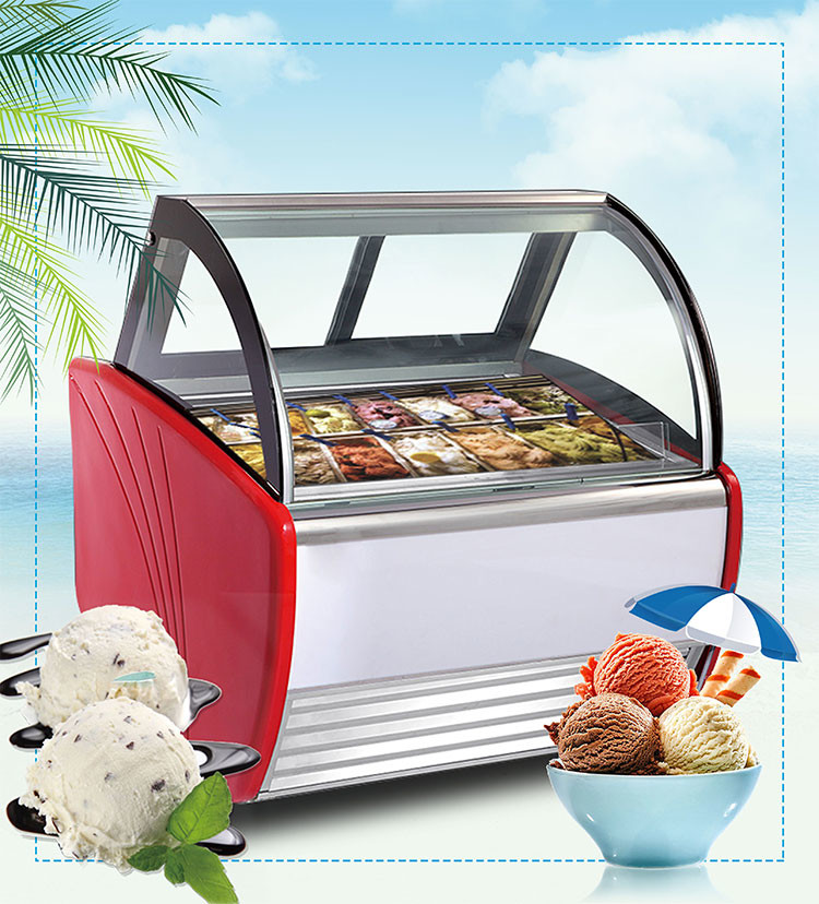 Transparent Pastry Ice Cream Display Cabinet , Stainless Steel Gelato Cabinet
