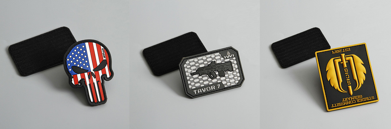 Rifle Guns Shape PVC Badge Patch 3.5'' Width Silicone Rubber Material For Military