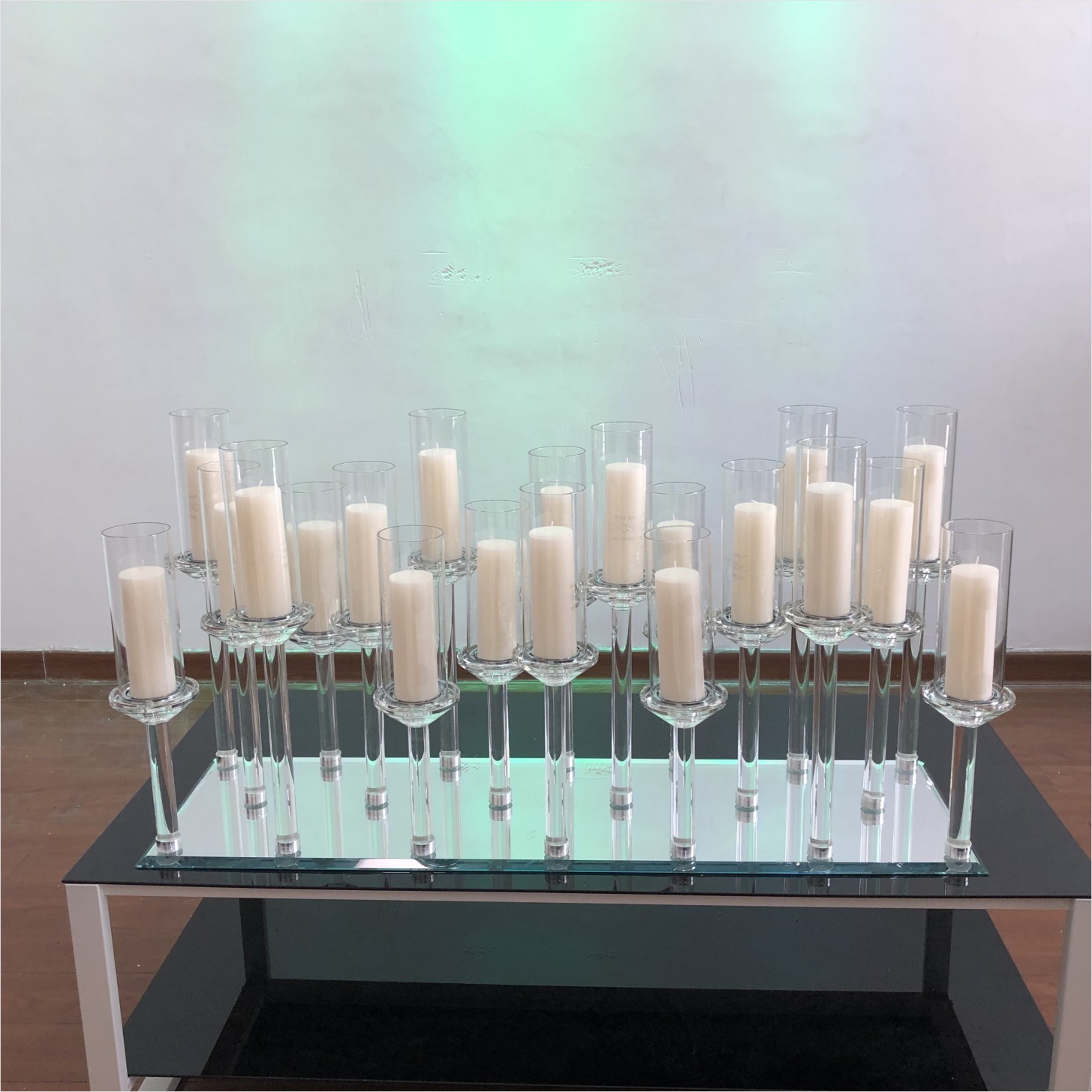Antique Metal And Crystal Candelabra Floor Clear Crystal Splicing 12 Pole Holder Tall