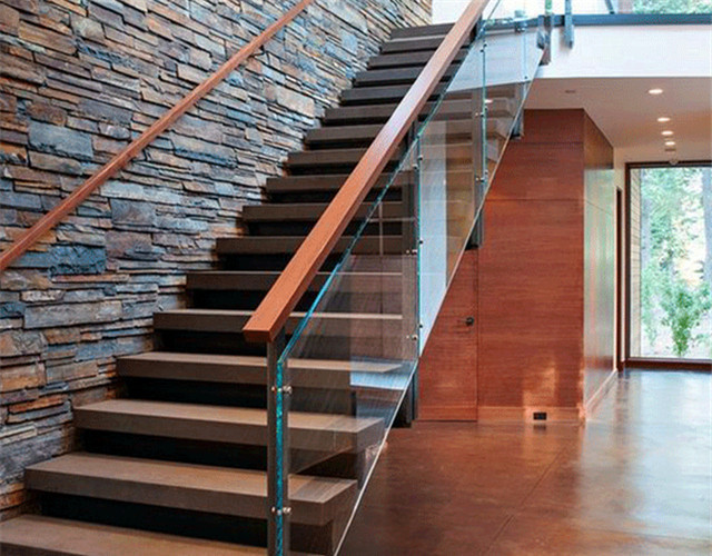Straight Shape Floating Floating Steps Staircase With Solid Oak Wood Steps