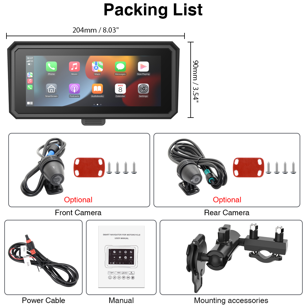 6.86 inch Capacitive Touch Screen Motorcycle GPS Navigation with Removable Detachable Bracket and Waterproof Design