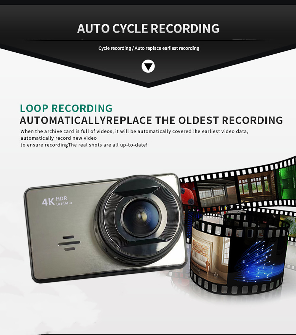 XINLIHANG 3inch Hd WIFI Security 4K GPS Dash Cam Cameras For Cars Dual Lens