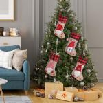 Christmas Stockings Unique 3D Gnomes Stockings Santa Claus Fireplace Hanging