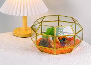 Quality landscape glass artifact garden color stone succulent gold lamp decoration tabletop storage box jewelry box wholesale