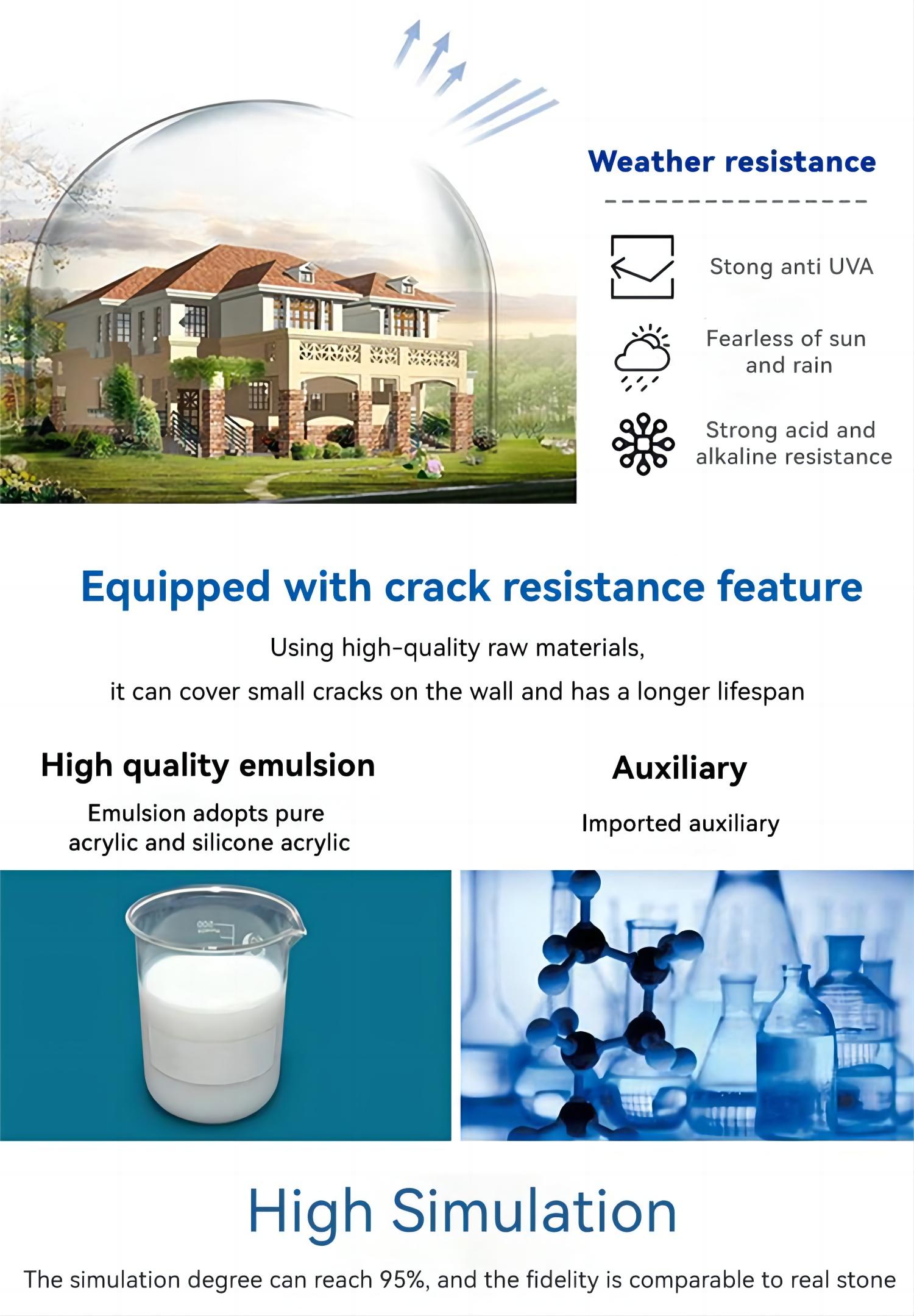 Base on Color Chart natural stone paint coat spray Building Coating CAS No. 79-10-7