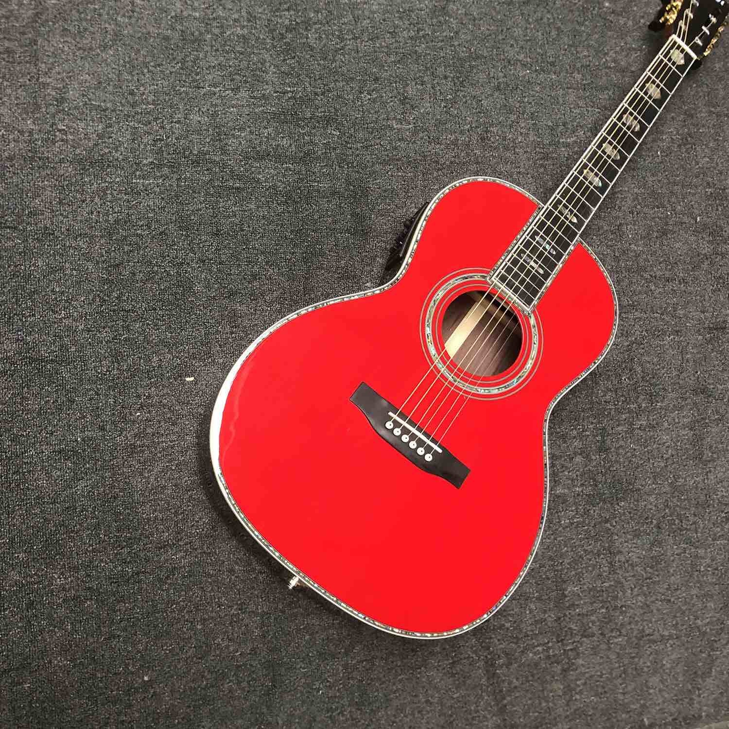 Custom 39 Inch OOO 45AA AAAAA All Solid Wood Acoustic Guitar with 301 Electronic EQ Ebony Fingerboard Slotted Headstock
