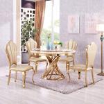 Gold 0.4CBM Stainless Steel Banquet Table 130cm Round Marble Dining Table