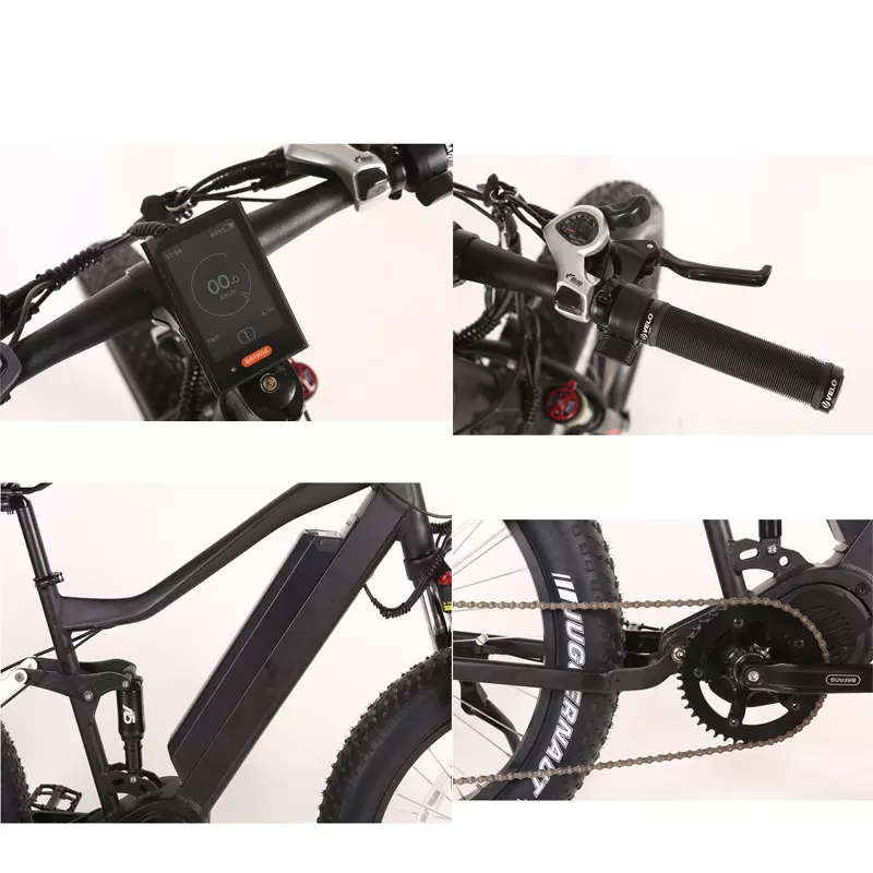 26" Wheel Size Mid Drive Full Suspension Electric Bike with Powerful Hunting Motor