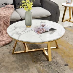 Quality 100x100cm Luxury Center Tables Metal Base Marble Top Low Tea Round wholesale