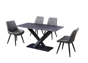Quality Grey 150x80x77cm 6 Seater Dining Table With Marble Top wholesale