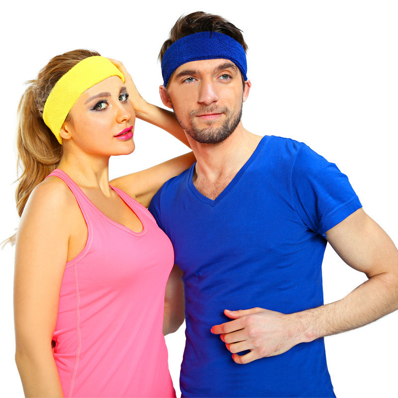 Sweatbands Polyester Cotton Workout Sweat Absorbing Headband For Sports Hair Band