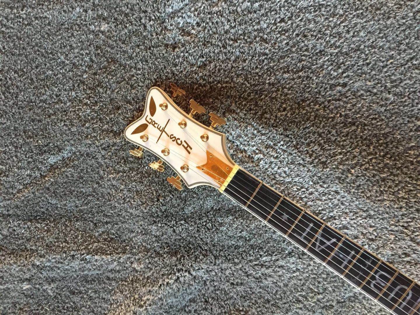 Custom Inlay Design White Gretsc Falcon 6120 Semi Hollow Jazz Electric Guitar (GT-10)