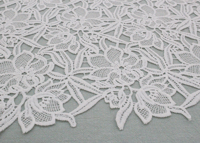 Water Soluble Embroidered Polyester Lace Fabric With Floral Lace For Dress Designer