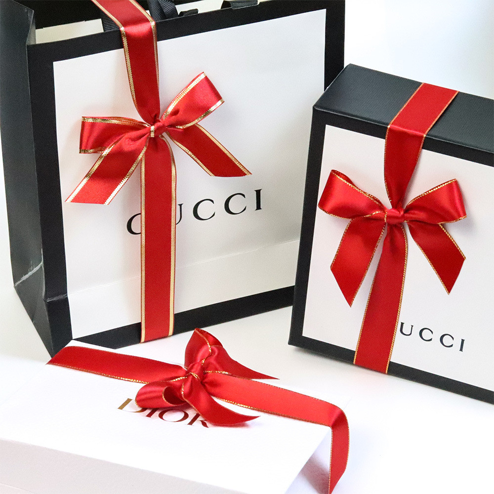 Red Pre Tied Elastic Bows For Boxes Oem Decorative Ribbon Bow