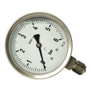 Quality 100mm All Stainless Steel Bayonet Ring Pressure Gauge 6 Bar Lower Mounting wholesale