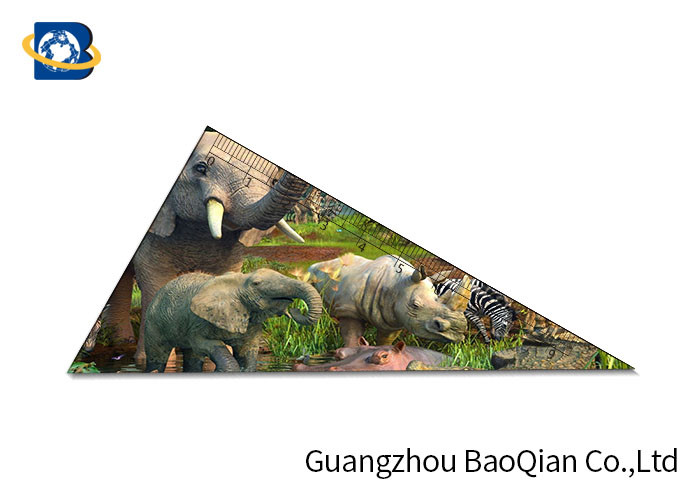 Animal Image 3D Lenticular Ruler , Plastic Triangle Ruler Customized Logo