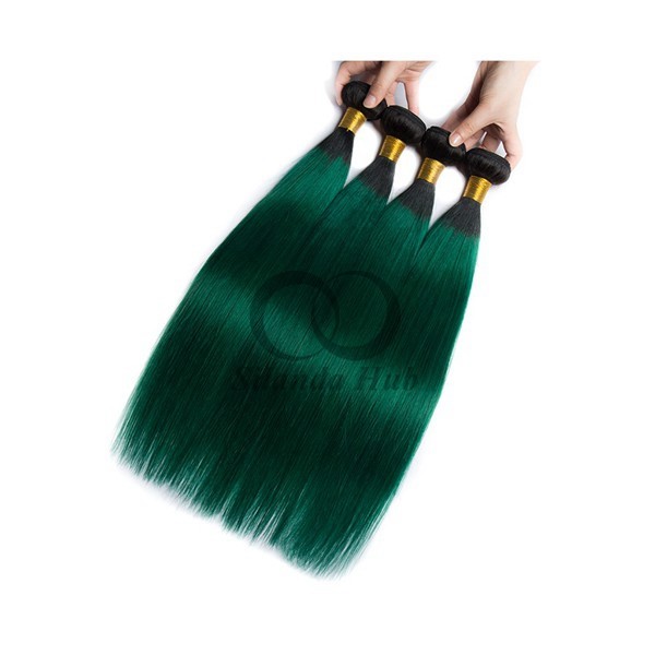 #T1B/Green Straight Remy Human Hair Bundles Sew In Weave Bundles Brazilian Bundle Deals