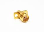 Microstrip Series Female 2 Holes Brass Gold Plated Flange Mount SMA Connector