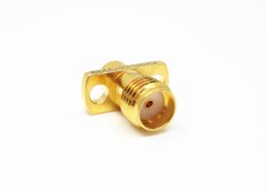 Quality Microstrip Series Female 2 Holes Brass Gold Plated Flange Mount SMA Connector wholesale