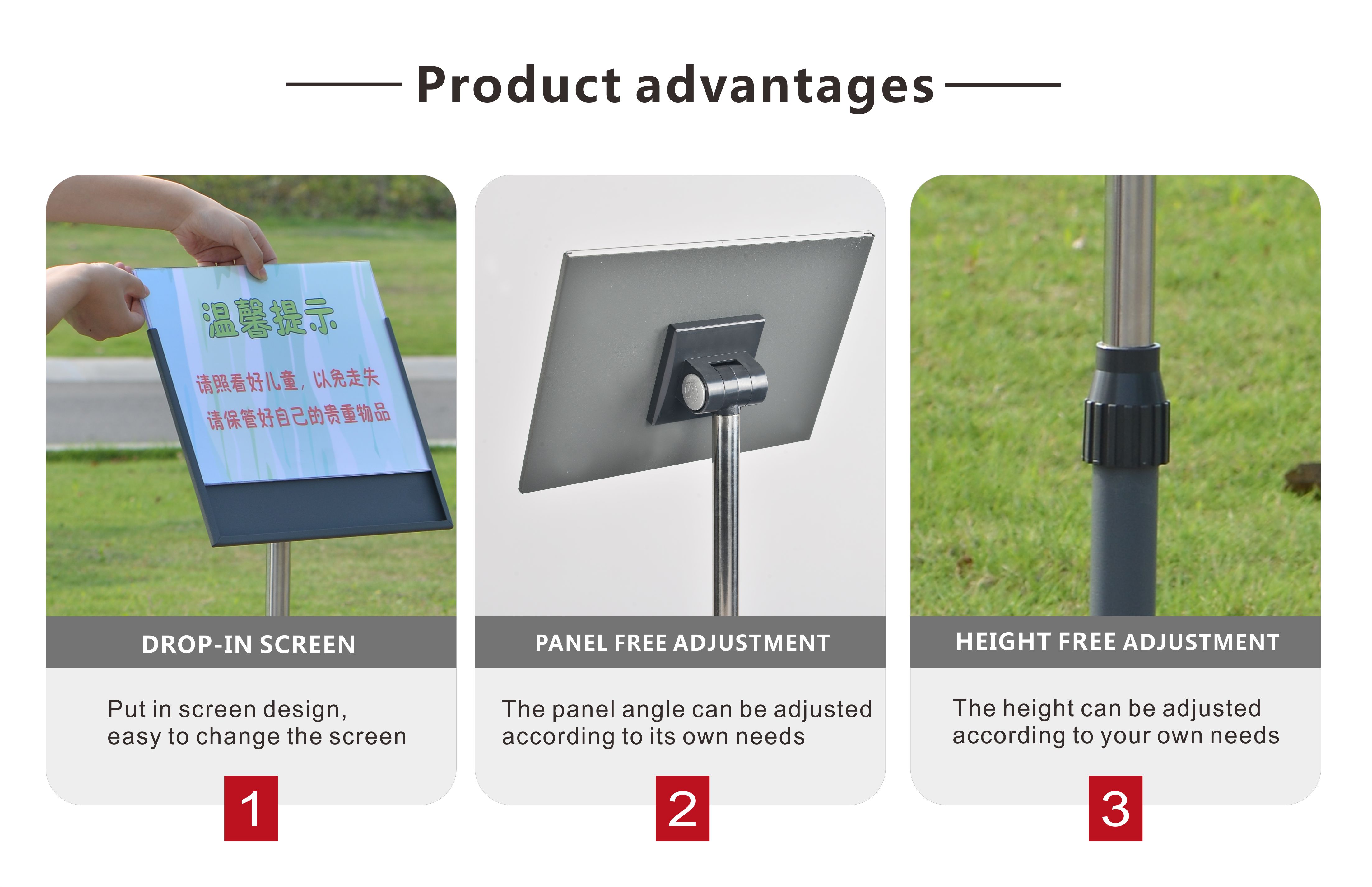 1170X280mm Metal Poster Display Stand Adjustable Pedestal For Supermarket