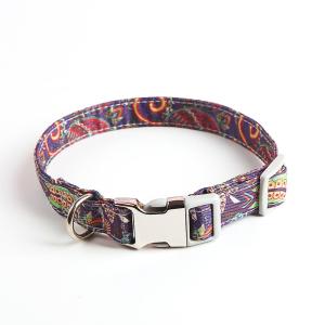 Quality Silver Nameplate Buckle Personalized Puppy Collars Print Pattern For Dogs wholesale