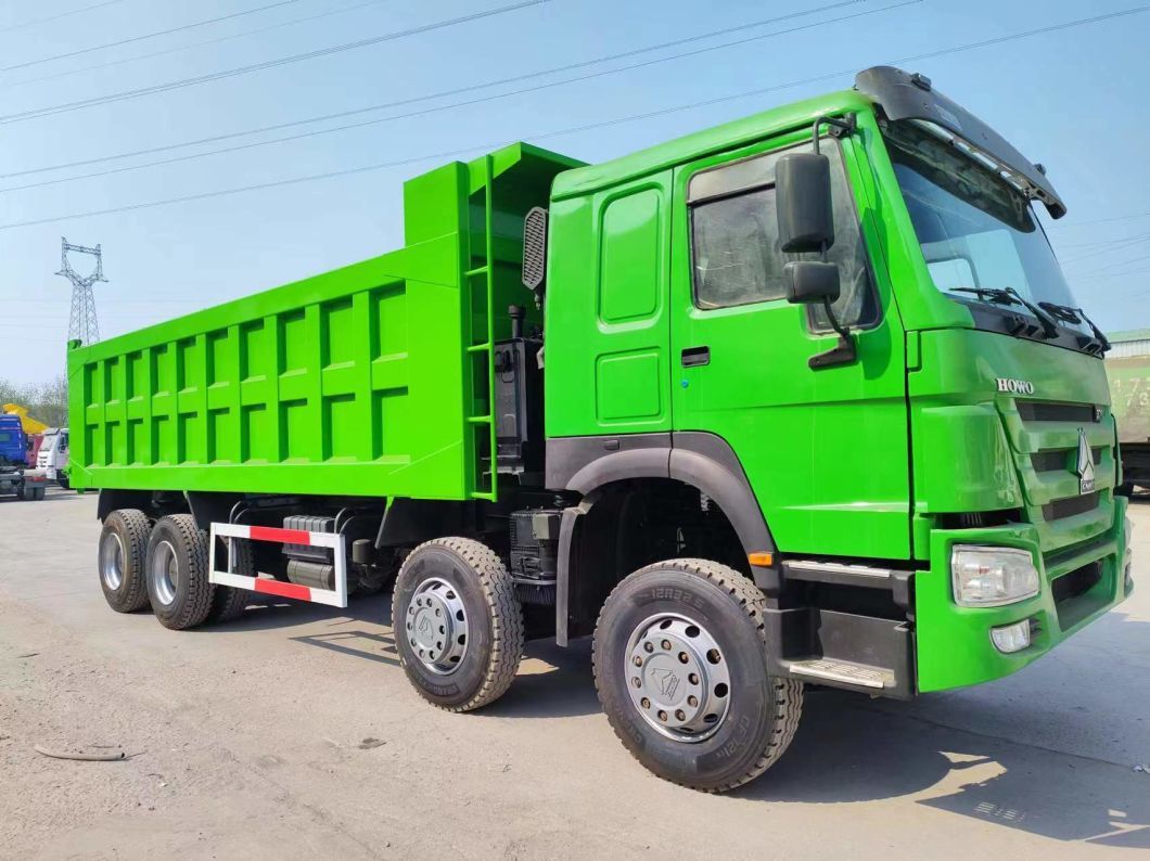 Loading Capacity Tipping Trucks Green Color. Sinotruk HOWO 8*4 Dump Truck Secondhand Truck