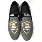 Durable Comfort Full Grain Leather Loafers , Grey Hand Painted Loafers