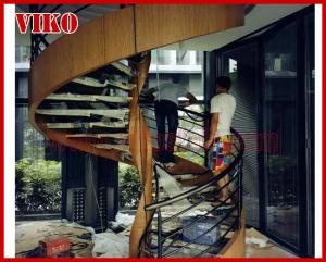 Quality Spiral Staircase VH21S Aluminum Tread Beech 304 Stainless Steel Stainless Steel Stair Handrail Railing Glass wholesale