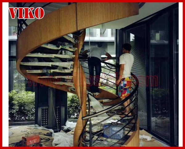 Spiral Staircase VH21S Aluminum Tread Beech 304 Stainless Steel Stainless Steel