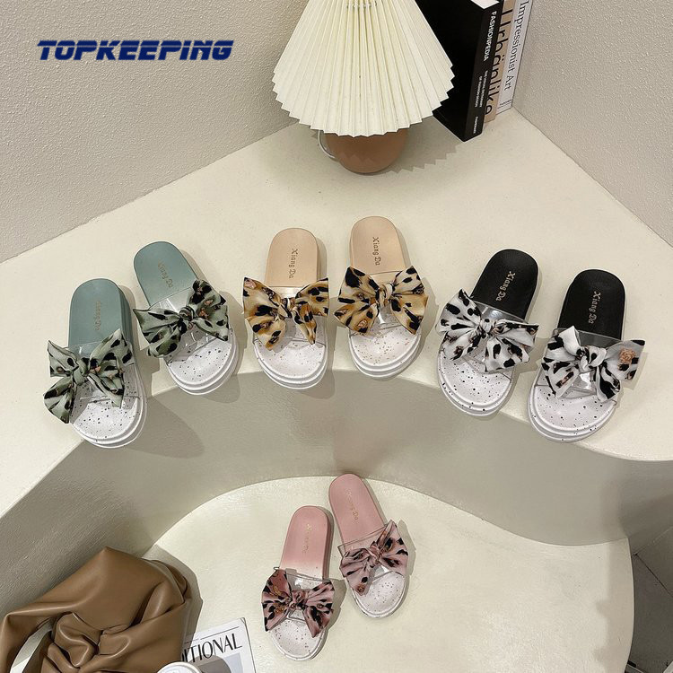 Summer Girl Pvc Flats Bow Md Sole Women'S Rubber Slide Sandal
