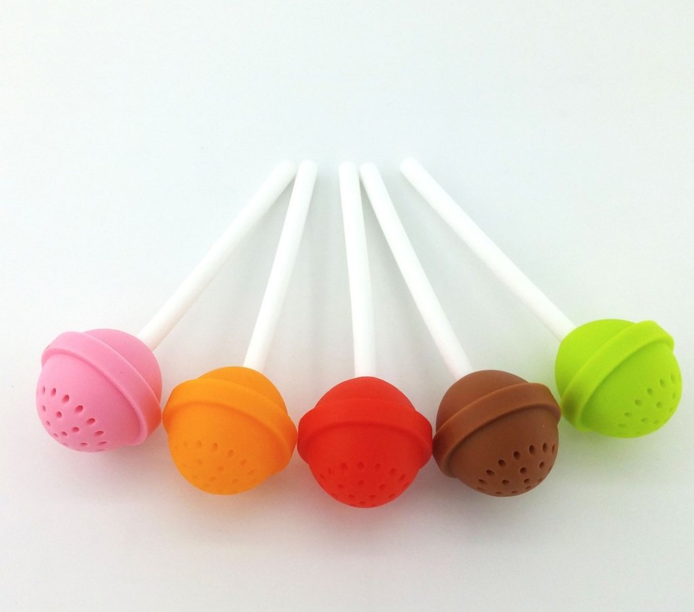 Lollipop cute colorful tea shape filter travel buddy sloth non plastic loose leaf tea custom silicone tea infuser