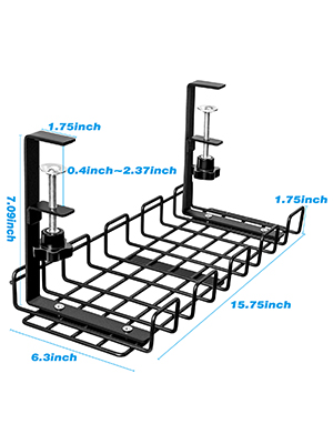 Adjustable Under Desk Iron Wire Mesh Cable Management Tray for Easy Cord Organization