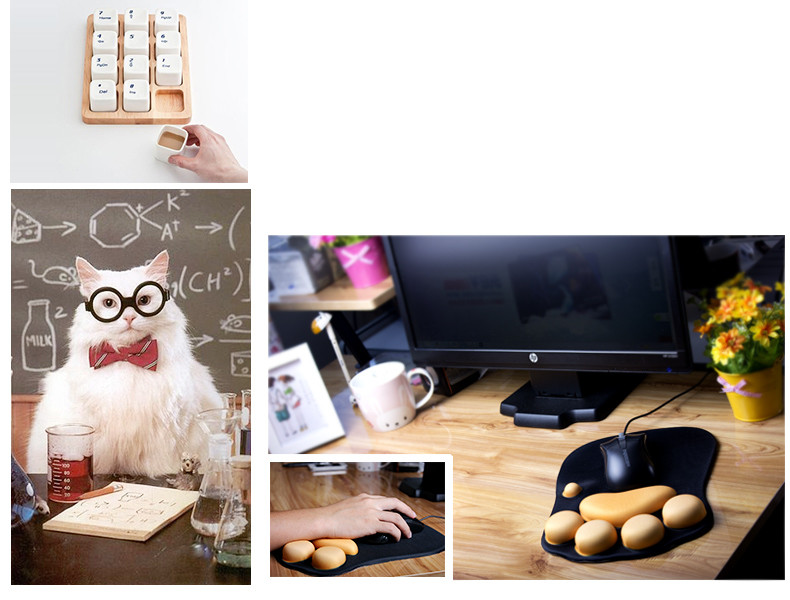 Gel Wrist Rest Kitty Paw Mouse Pad Fatigue Free Ergonomic Design