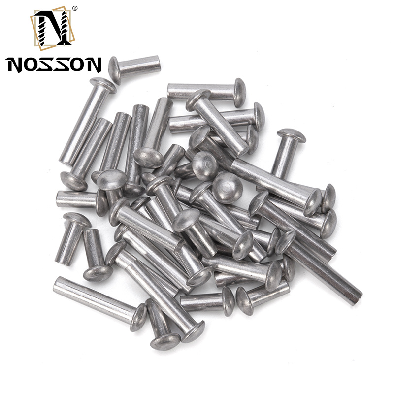ISO Standard Metric Aluminium Brass Solid Core Rivet Fastenal Flat Head Round Head Solid Mild Steel Copper Rivets with Bright Finish