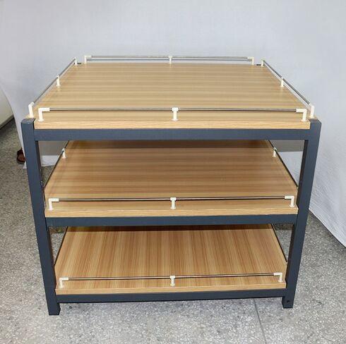 Anti Rust Retail Store Iron Promotion Wooden Display Rack With Barrier / Wood