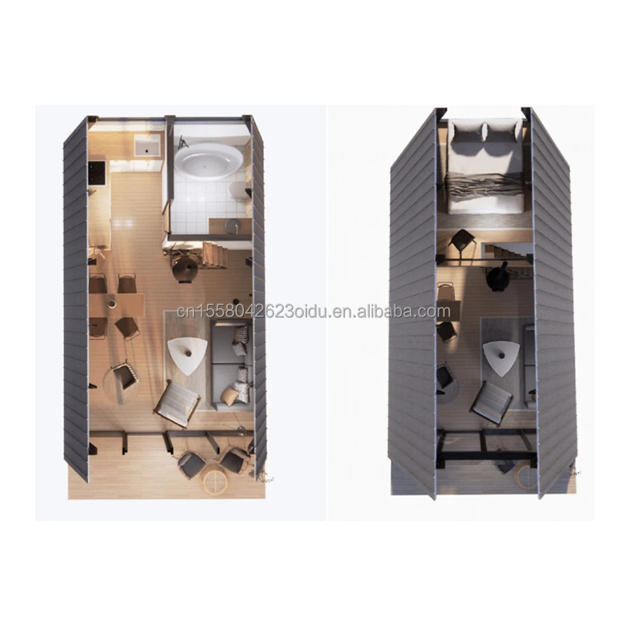 Aluminum Window Modern Portable Steel Triangular Prefabricated Wooden House Detachable Container for Home or Hotel 1-