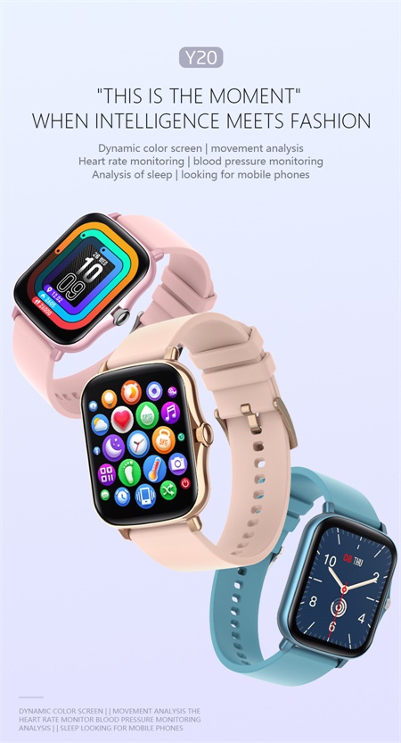 Y20 1.69 Inches Fitness Tracker Smartwatch 47g Flip Phone Redmi Note 10 Pro Couple
