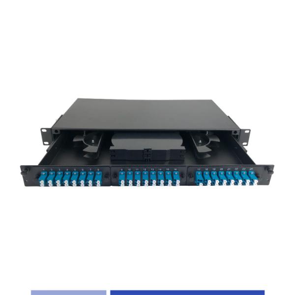 1U Fiber Optic patch panel 24 Port LC Duplex 19" Rack Mounted Loaded LC UPC