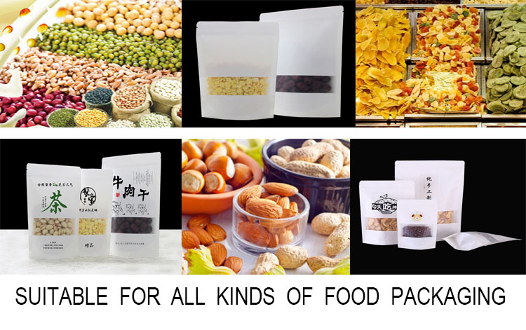 Gravure Printing Kraft Paper Bag With Clear Window Food Grade With Zipper Moisture Proof