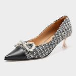 Womens Soft Leather Dress Shoes , Daily Casual Stitching 5cm High Heel Pump