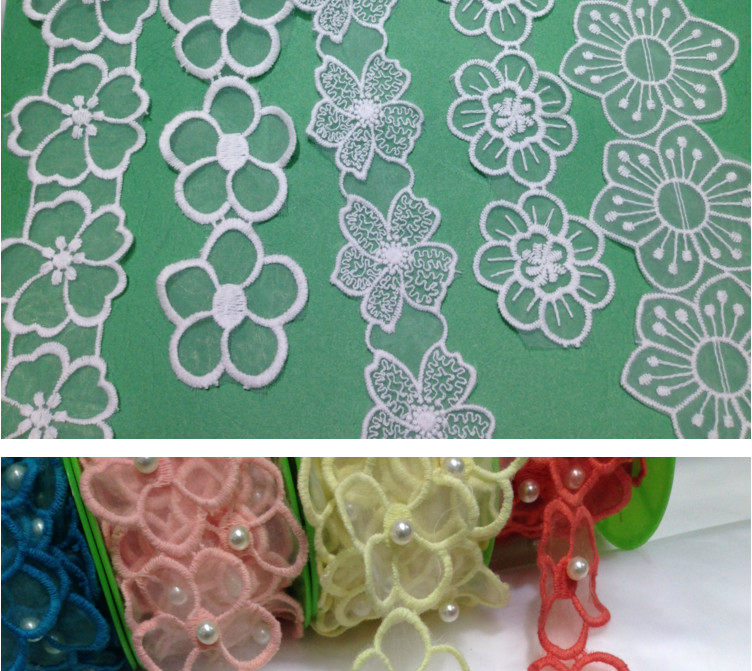 Garment Accessories Embroidery Organza Applique Flower with Sequin
